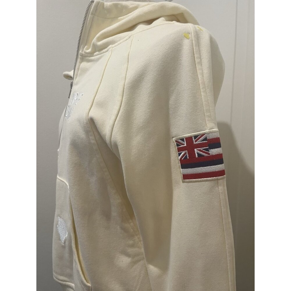 Powerhouse Gym Maui Crop Hoodie Thumb Holes Medium Embroidery Gorpcore Yellow - Picture 5 of 9